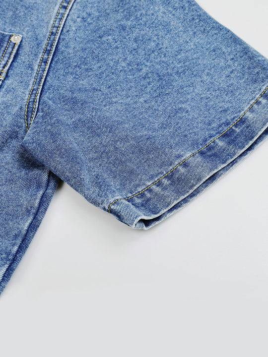 Oversized Short-Sleeve Denim Shirt/Jacket