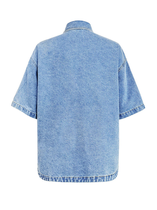Oversized Short-Sleeve Denim Shirt/Jacket