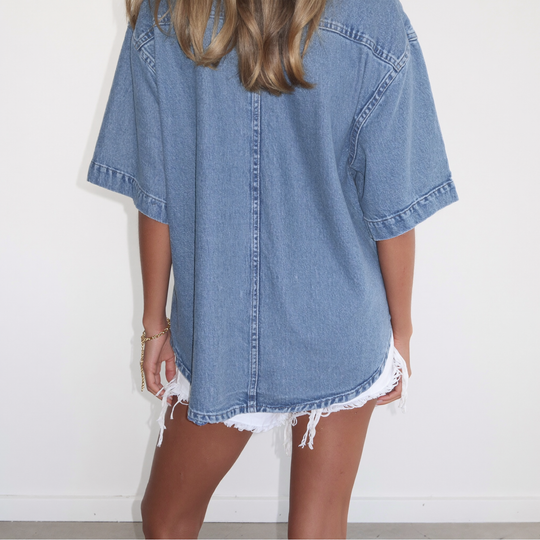 Oversized Short-Sleeve Denim Shirt/Jacket