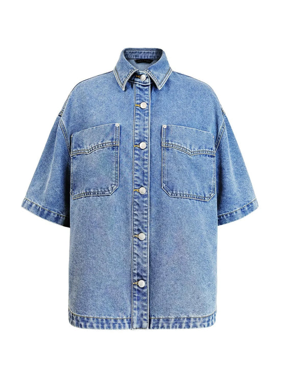 Oversized Short-Sleeve Denim Shirt/Jacket